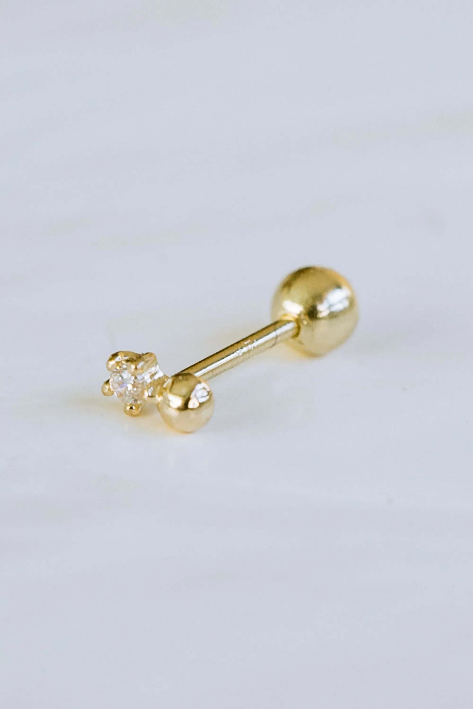 14k Gold Jewelry Minimalist Ball Cz Cute Barbell Barbells Ears Stud Piercing