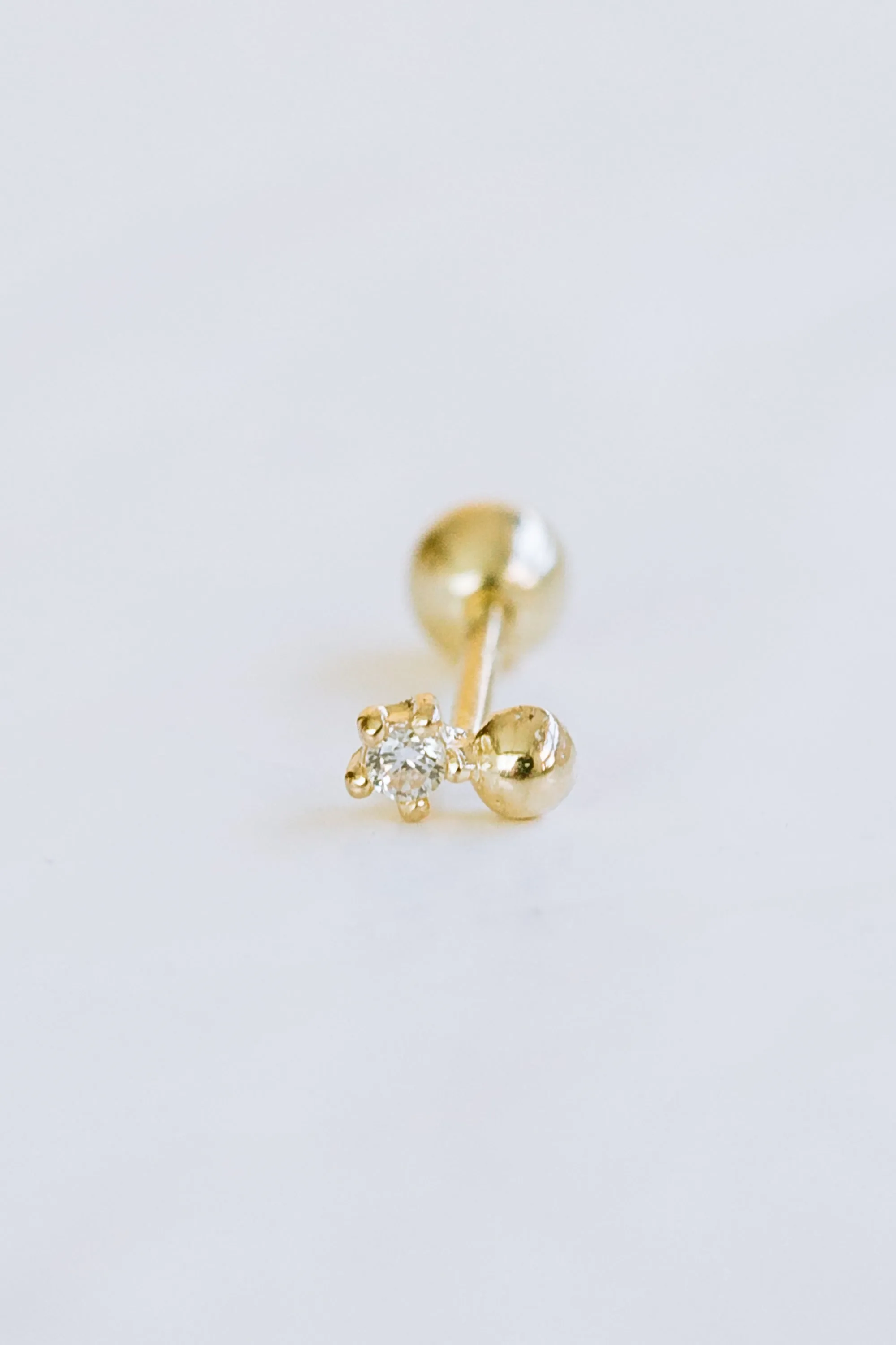 14k Gold Jewelry Minimalist Ball Cz Cute Barbell Barbells Ears Stud Piercing