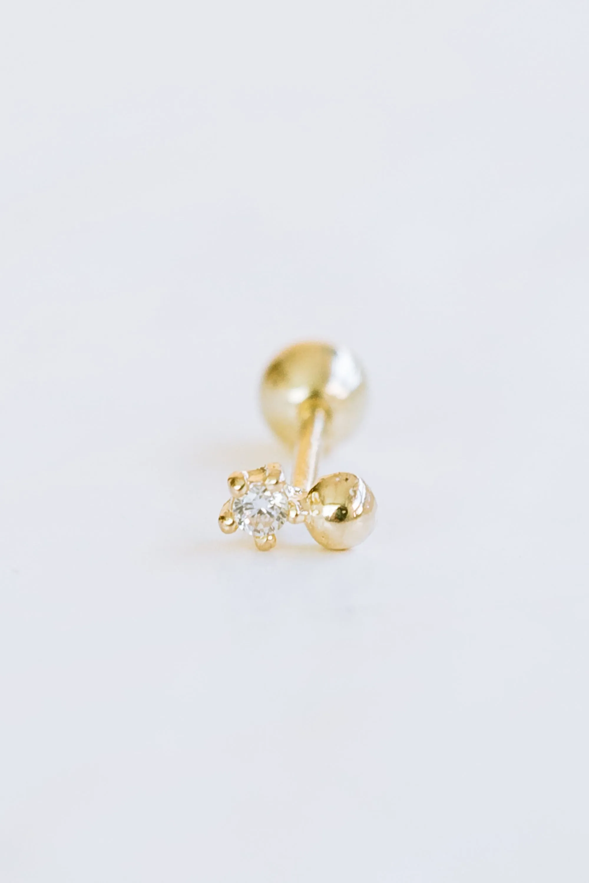 14k Gold Jewelry Minimalist Ball Cz Cute Barbell Barbells Ears Stud Piercing