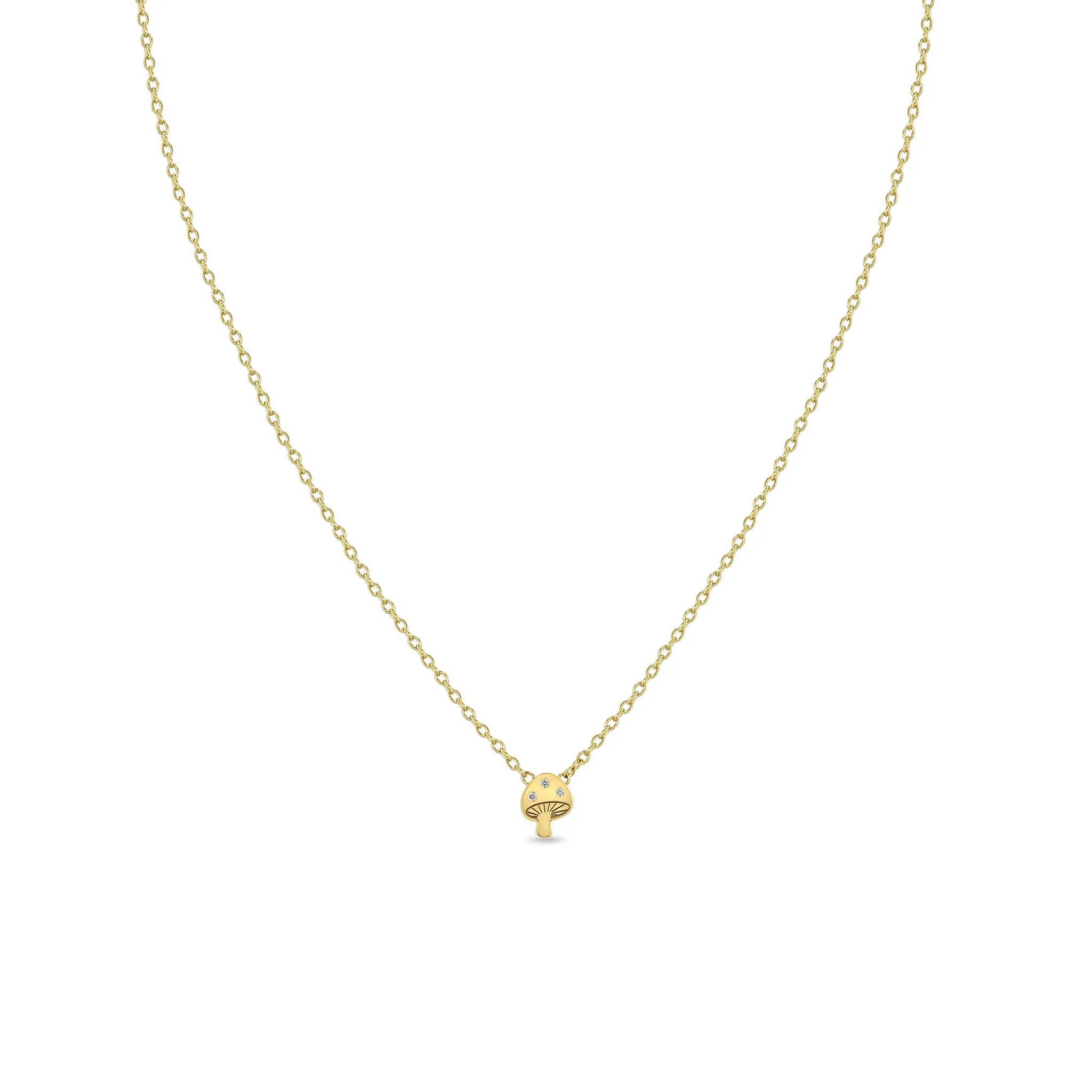 14k Itty Bitty Diamond Mushroom Necklace