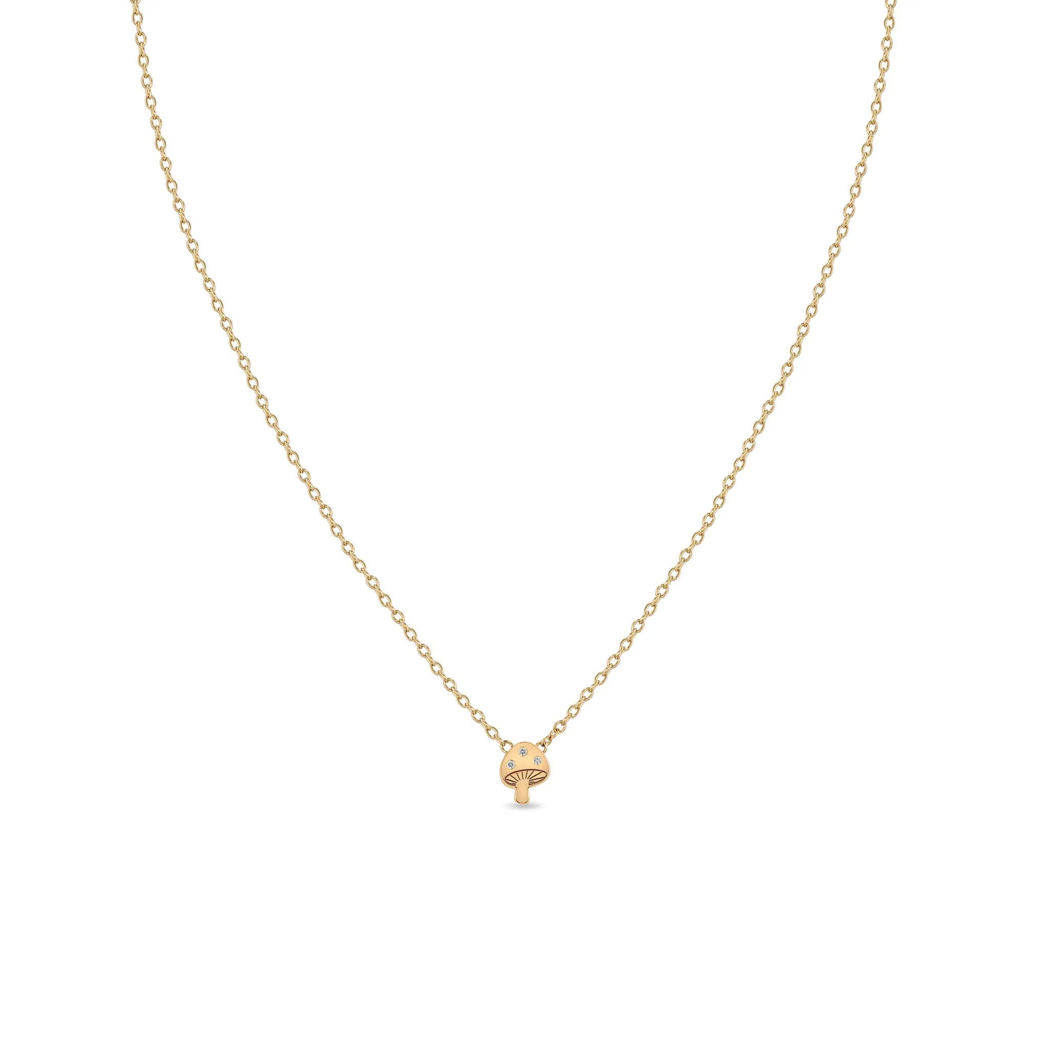 14k Itty Bitty Diamond Mushroom Necklace