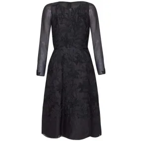 1960s Black Organza Dress With Ribbon Work