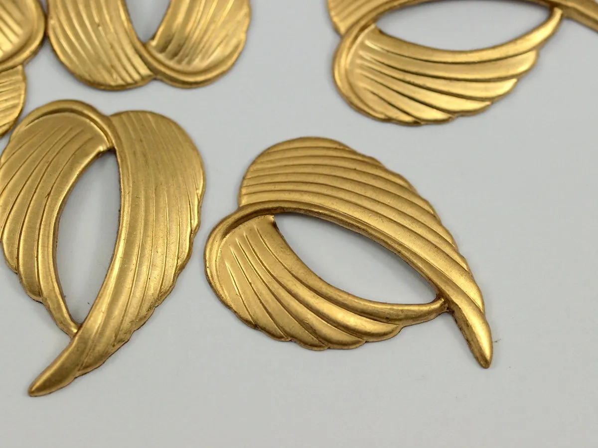 4 Vintage Brass Wings 32x22 Mm