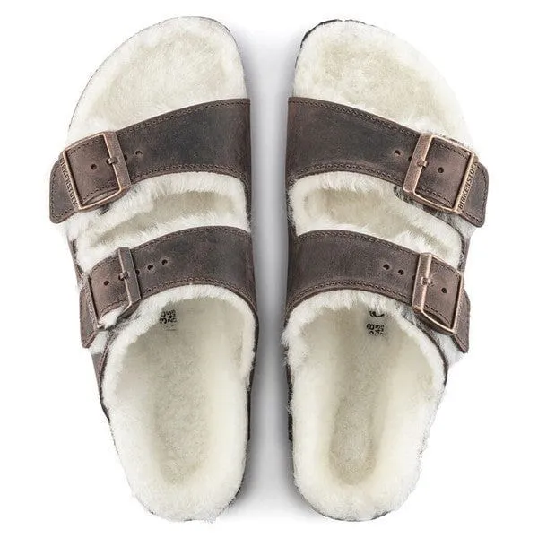 BIRKENSTOCK ARIZONA SHEARLING OILED LEATHER SLIDES_ MEN