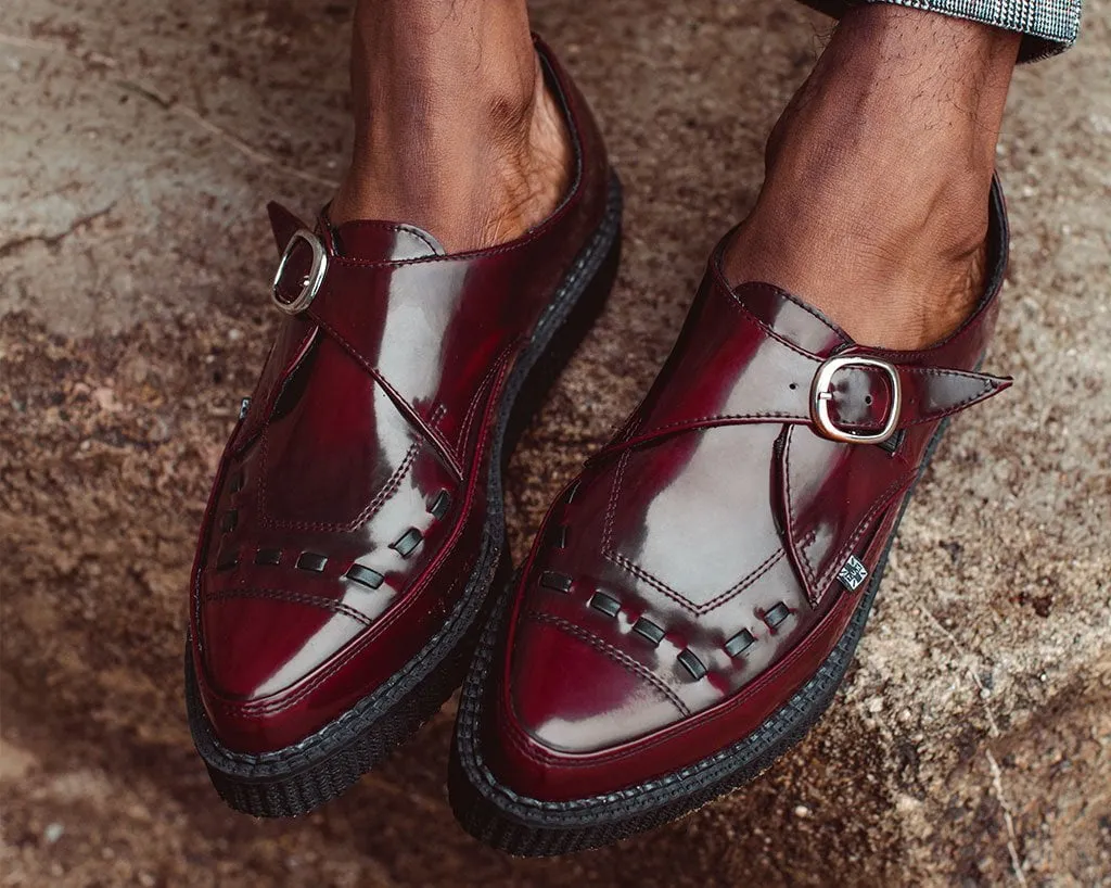 Burgundy Rub Off TUKskin Monk Buckle Creeper