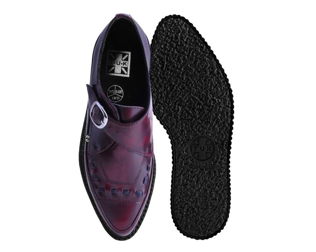 Burgundy Rub Off TUKskin Monk Buckle Creeper