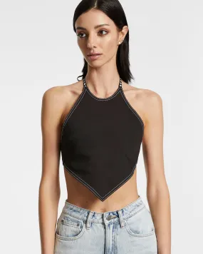 CALL ME HALTER TOP BLACK