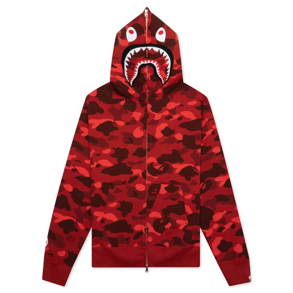 Color Camo Shark Full Zip Hoodie - Red