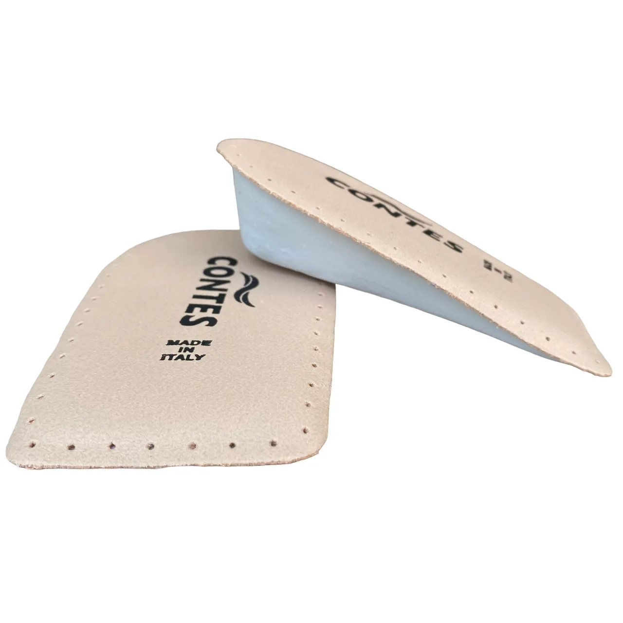 Contes Heel lift in latex foam covered with real chrome-free leather, approximately 3 cm thick at the heel. 123/P