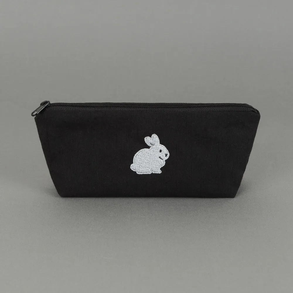 Cute Rabbit Black Boat Style Pencil Cases Pouches School Office Stationery