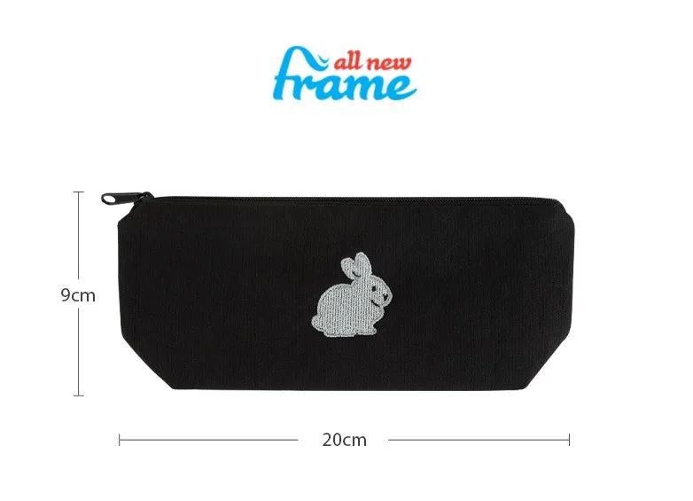 Cute Rabbit Black Boat Style Pencil Cases Pouches School Office Stationery