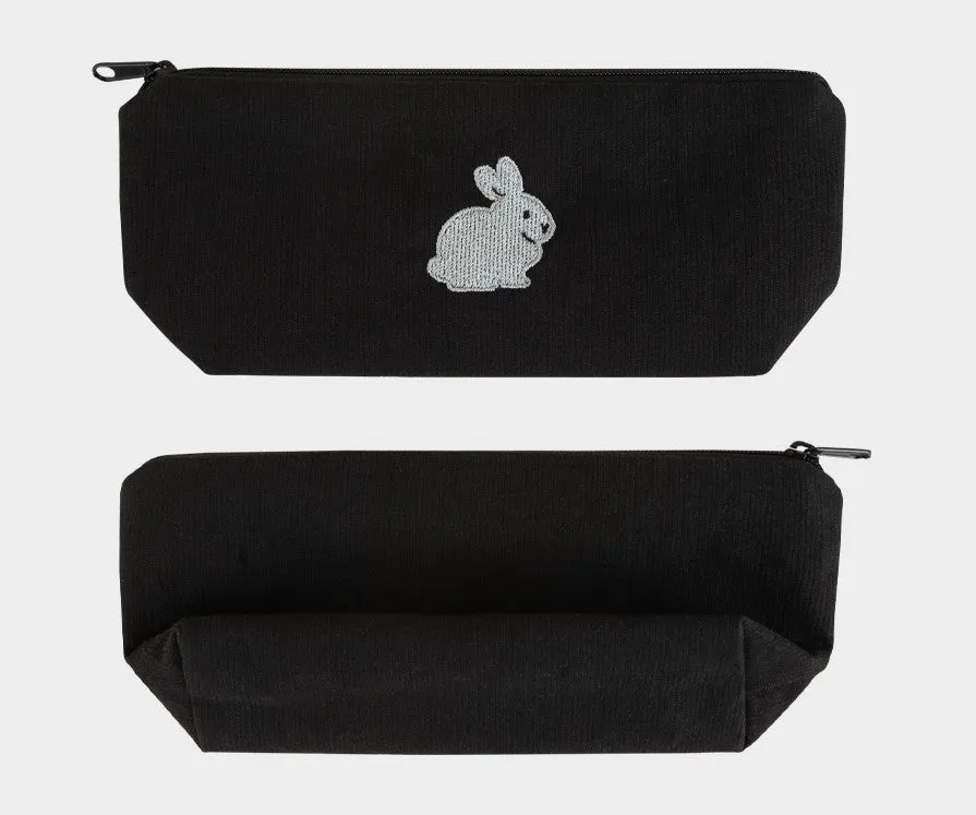 Cute Rabbit Black Boat Style Pencil Cases Pouches School Office Stationery