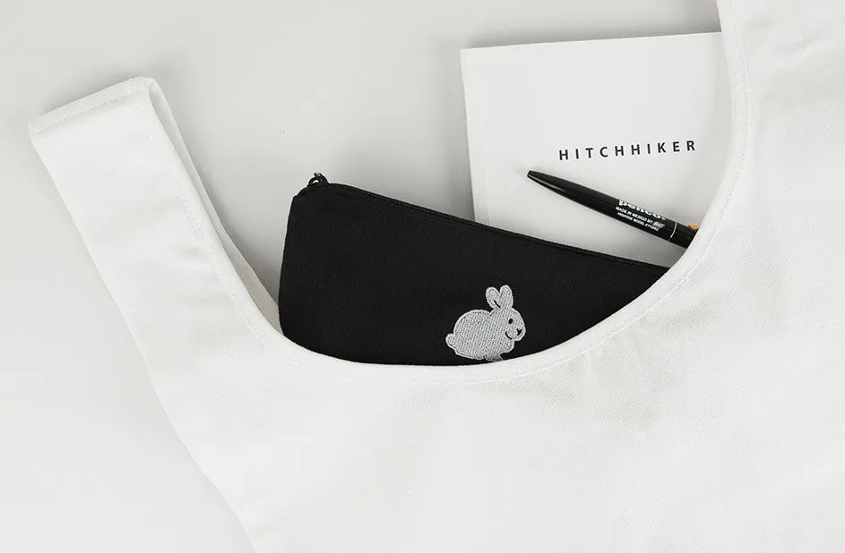 Cute Rabbit Black Boat Style Pencil Cases Pouches School Office Stationery