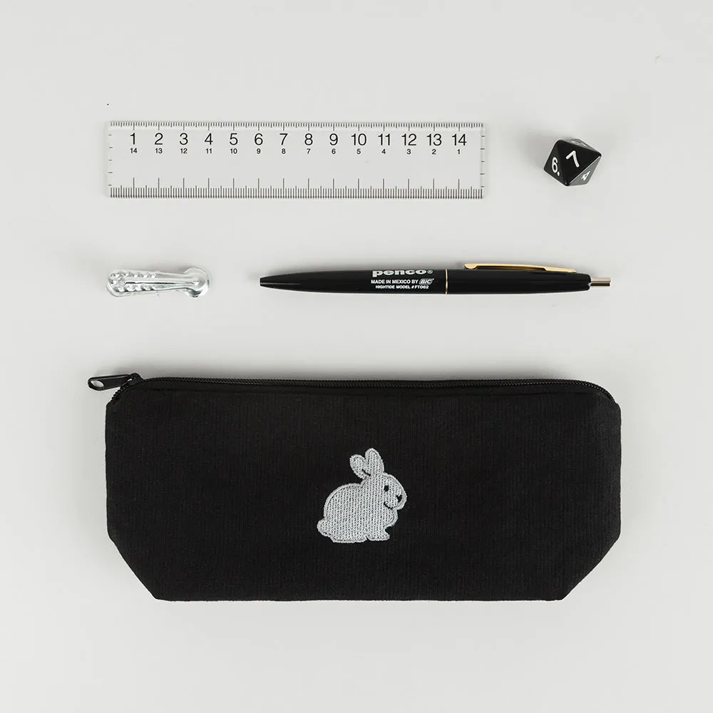 Cute Rabbit Black Boat Style Pencil Cases Pouches School Office Stationery