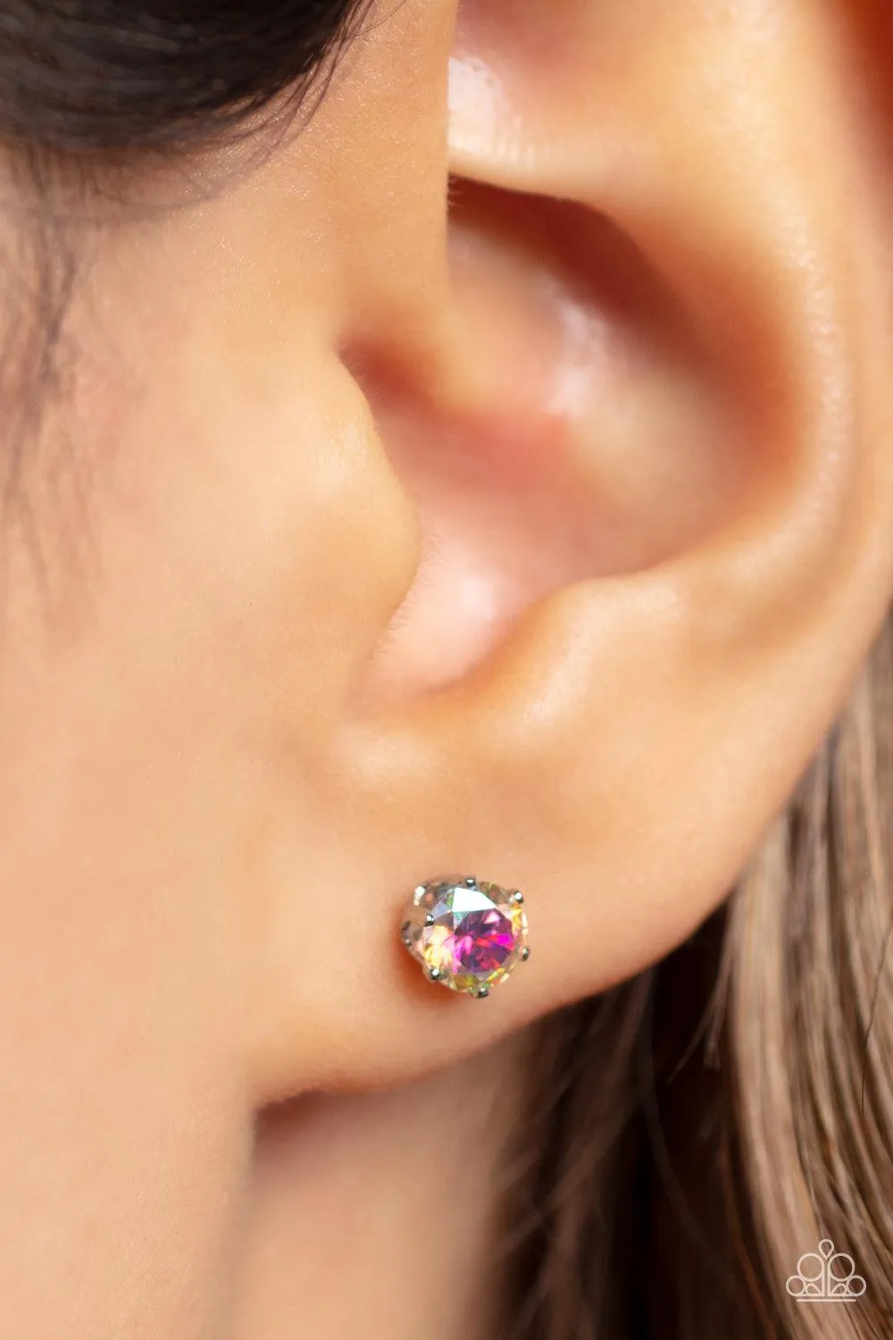 Delicately Dainty Multi Iridescent Gem Post Earrings - Paparazzi Accessories