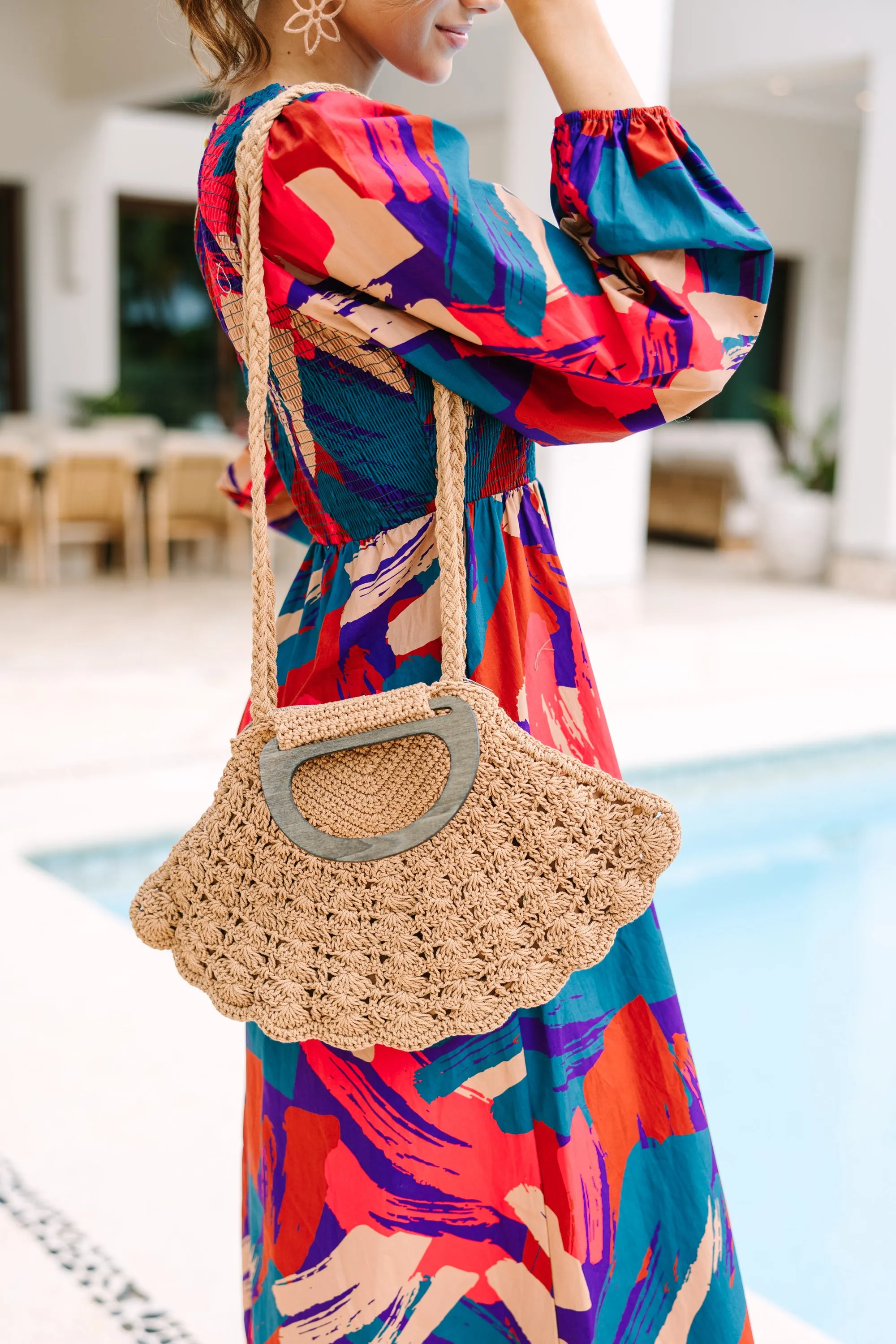 Down By The Sea Taupe Braided Purse