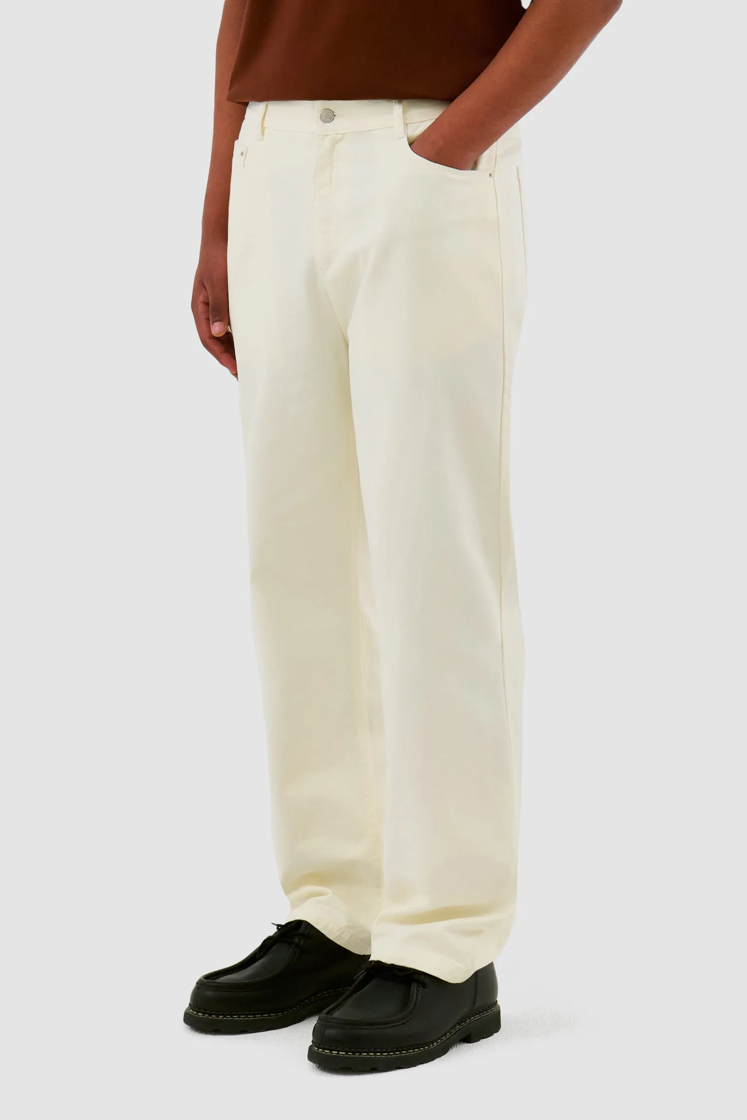 Embroidery Pocket Pants - Cream