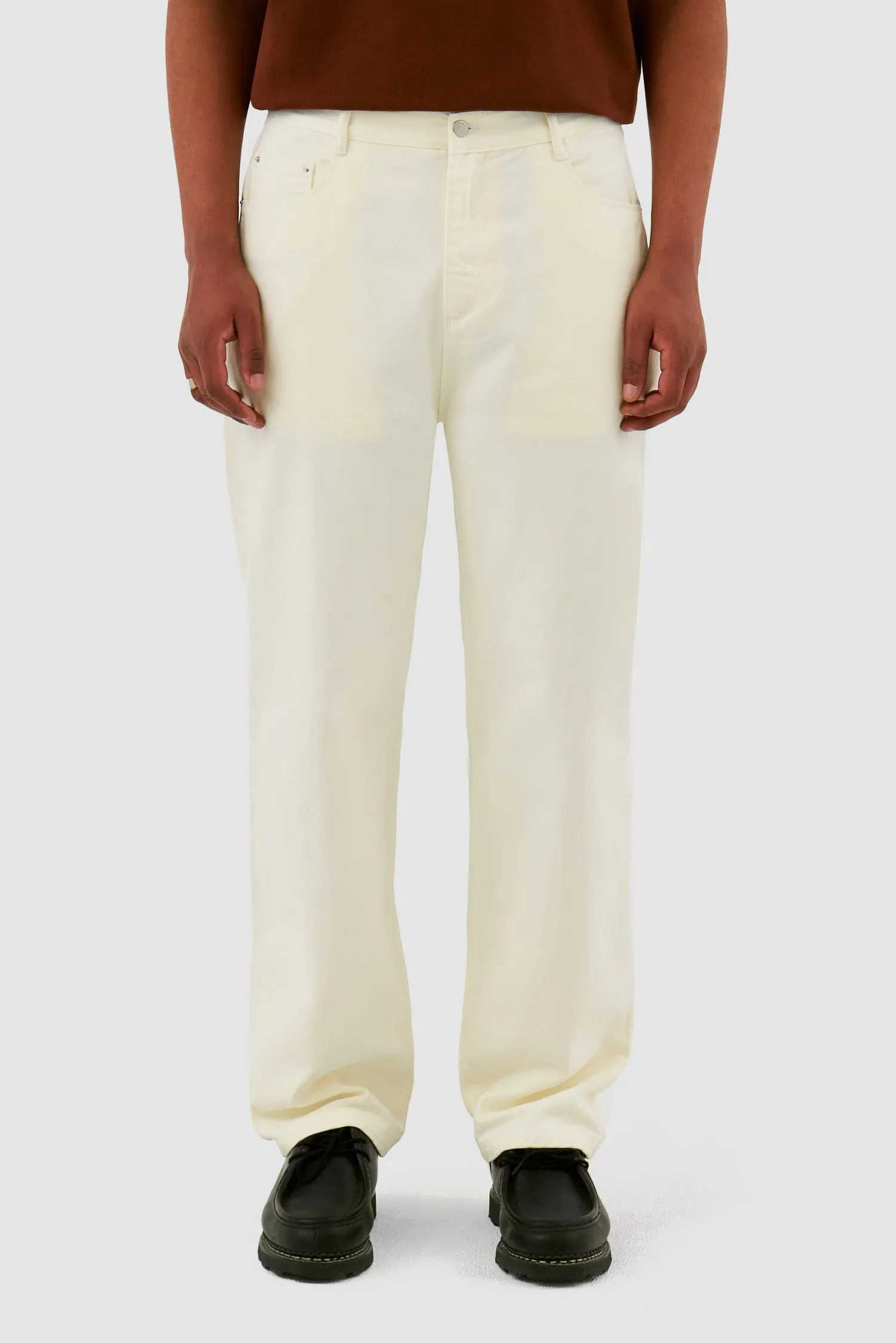 Embroidery Pocket Pants - Cream