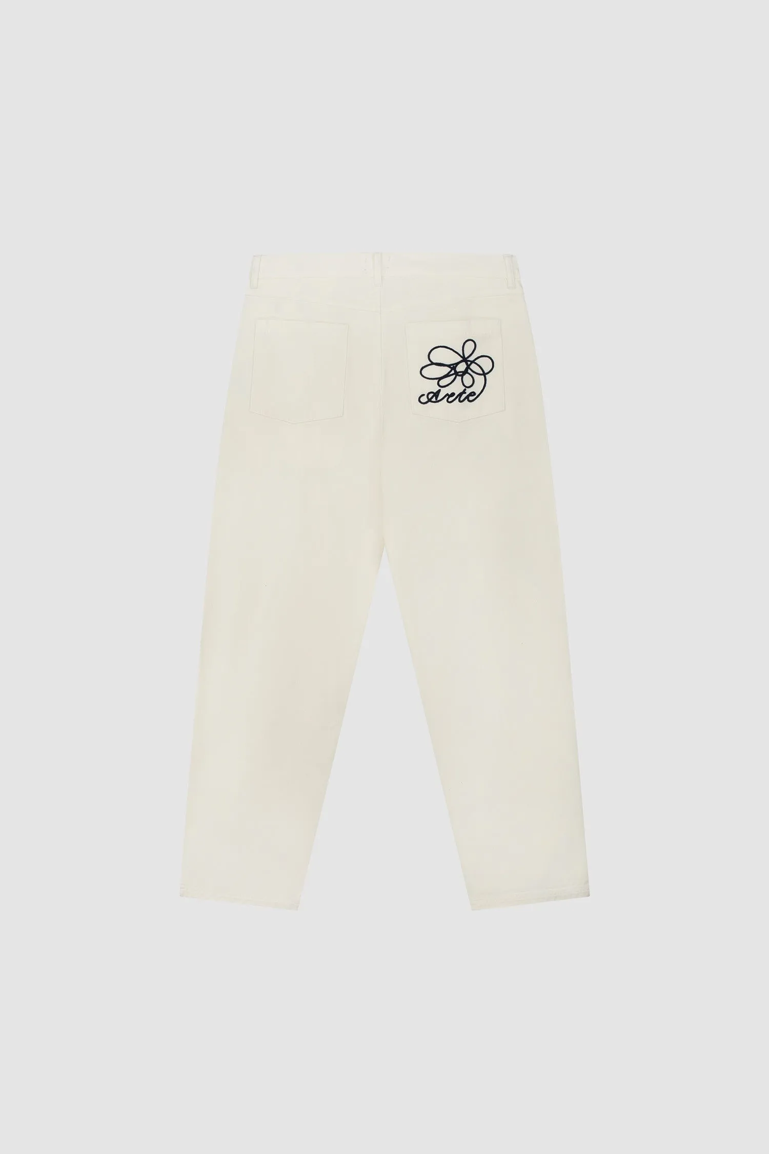 Embroidery Pocket Pants - Cream