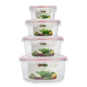 GlasLife Airtight Round Glass Containers (Set of 4)