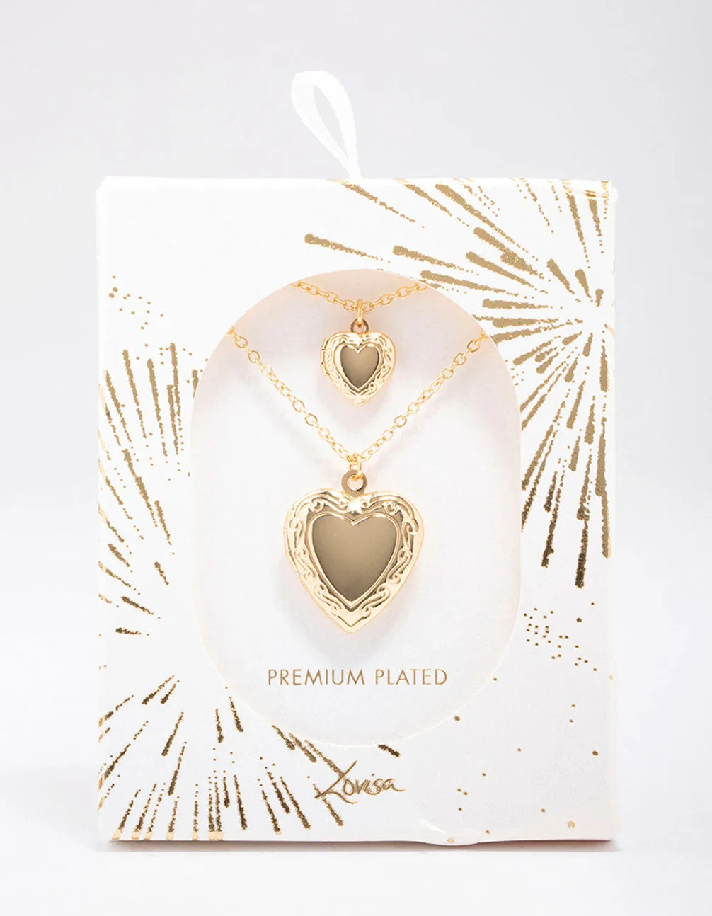 Gold Plated Ornate Heart Pendant Necklace Pack