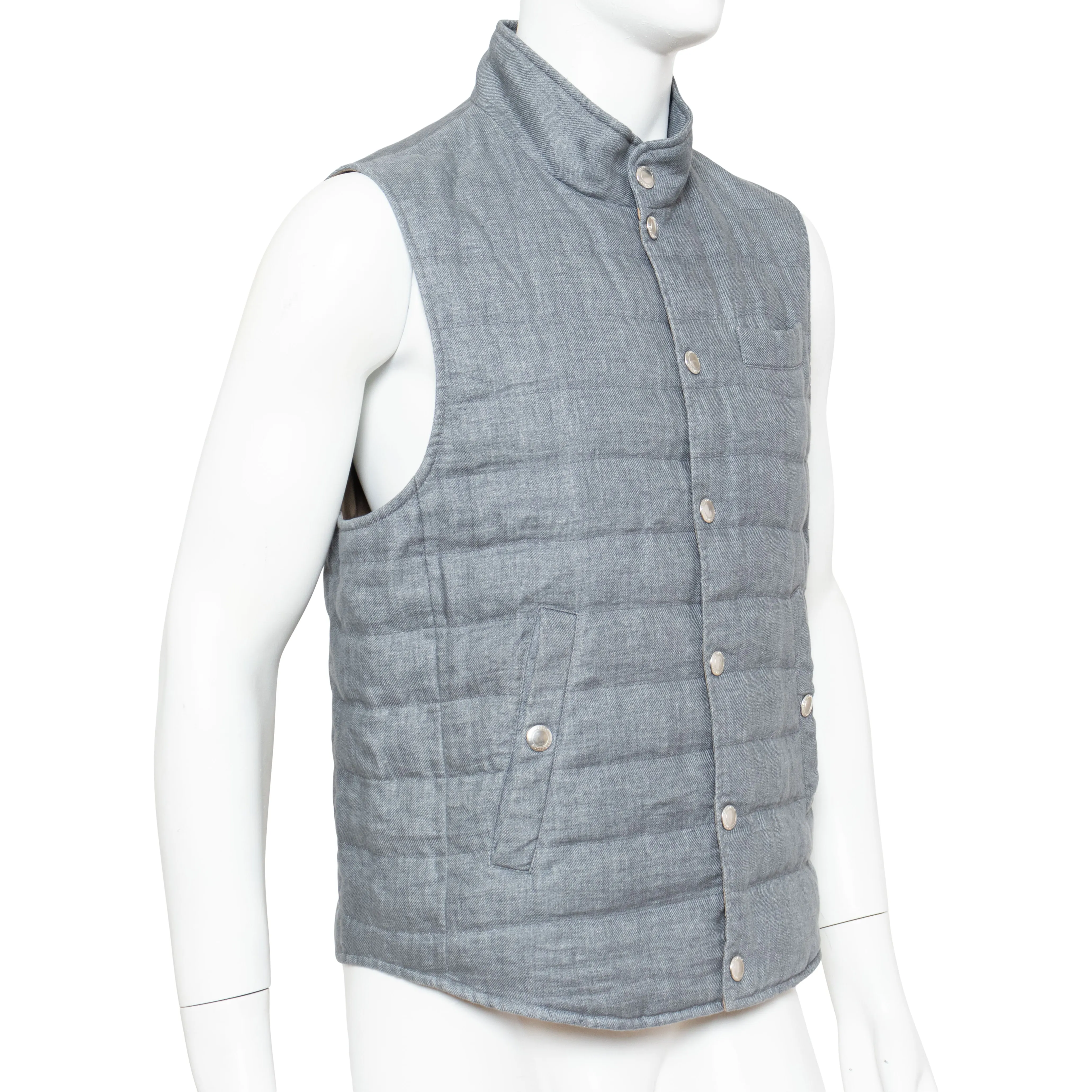 Gray Padded High Neck Vest