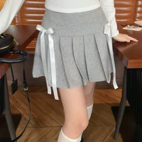 Grey Double Ribbon Skirt