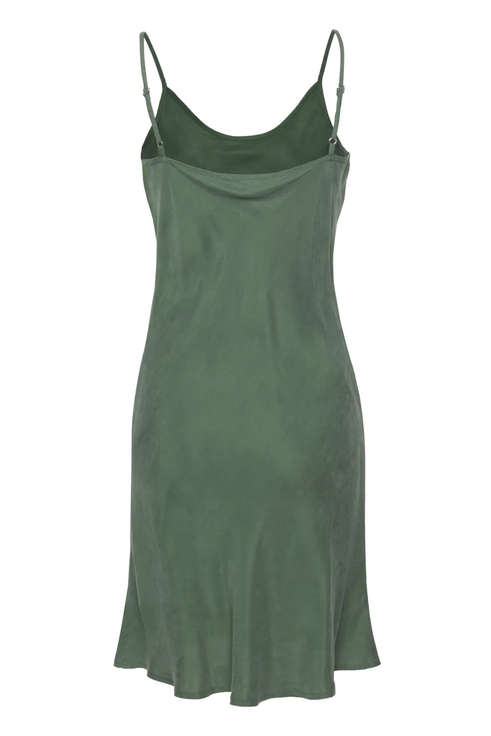 Holiday Fling Khaki Cupro Bias Slip Mini Dress