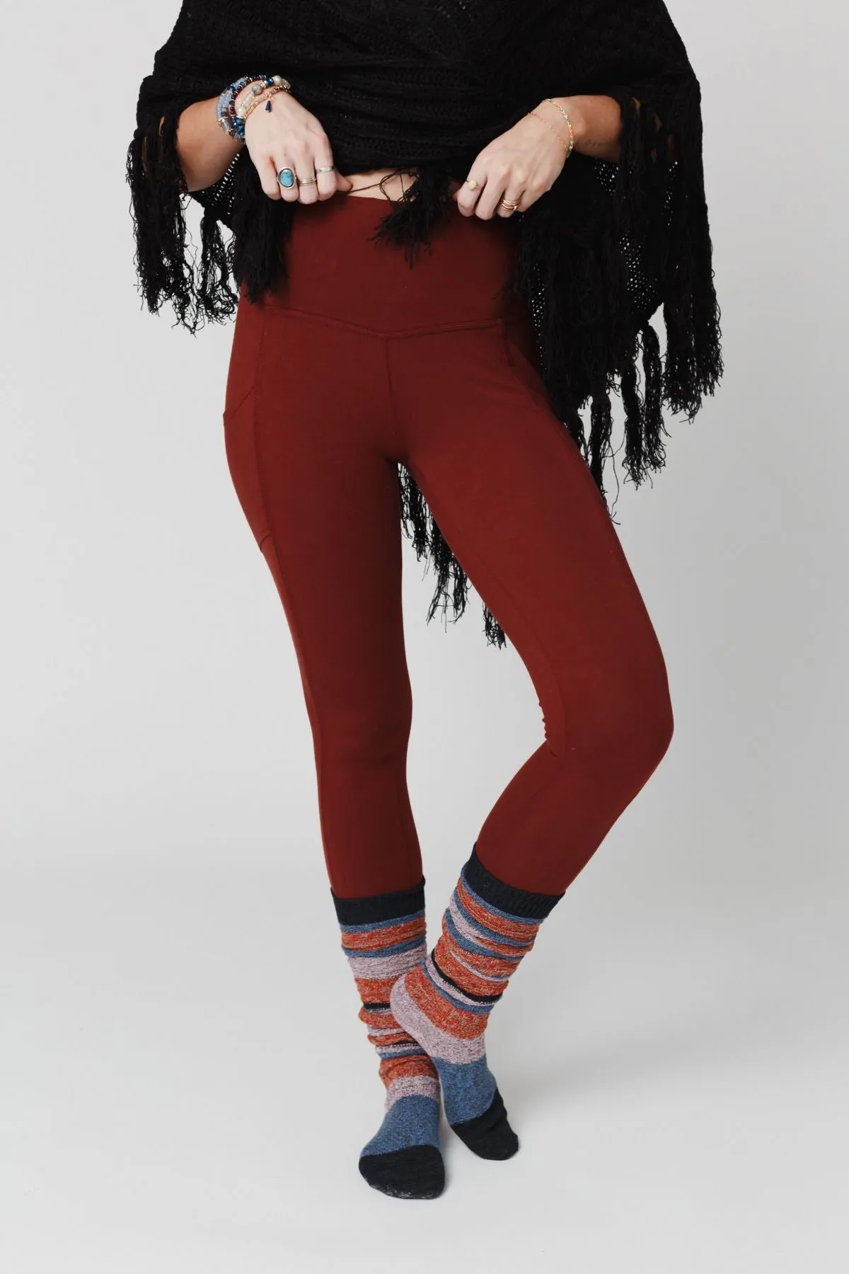 Hot Shot High Rise Leggings - Dark Rust