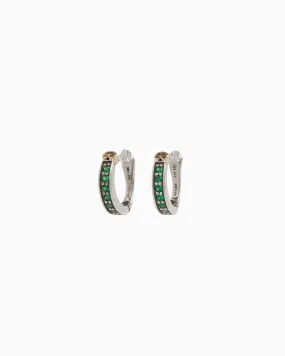 Hug Hoops with Stones and 14K Gold Petro - Green Zircon