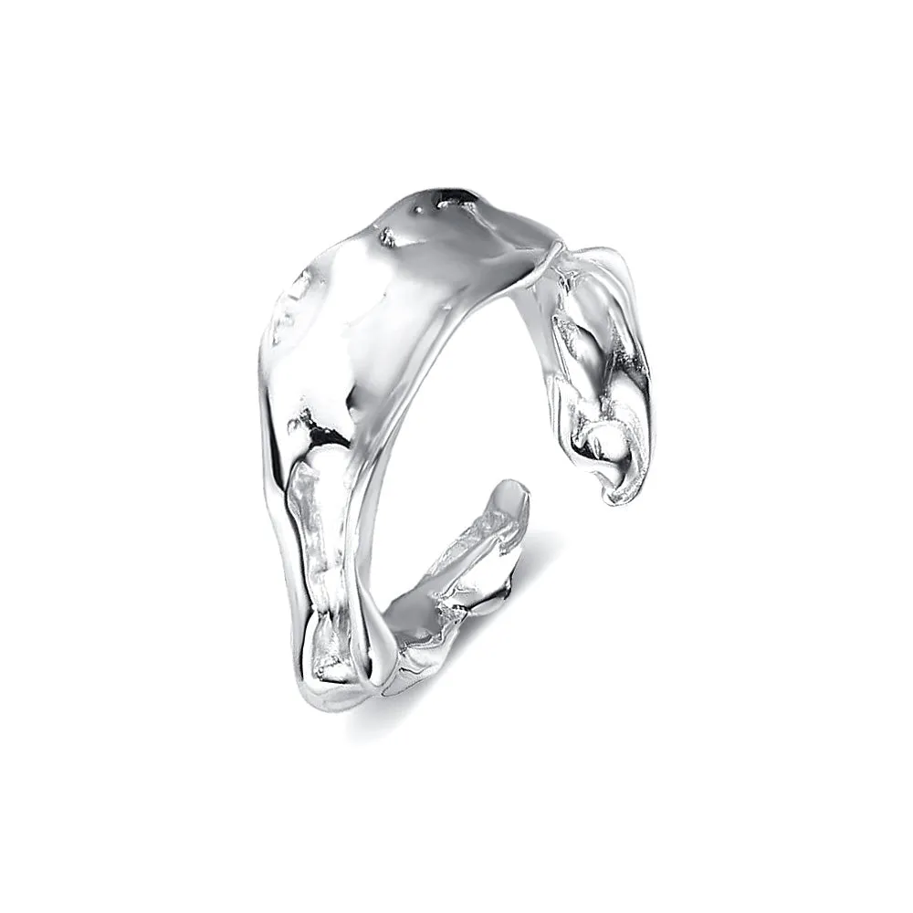 Irregular Convex 925 Sterling Silver Claw Band Ring for Women