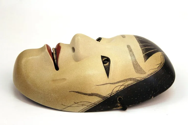 Japanese Meiji Noh Mask in Carved Wood