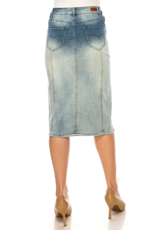 Jennifer Blush Wash Stretch Jean Skirt