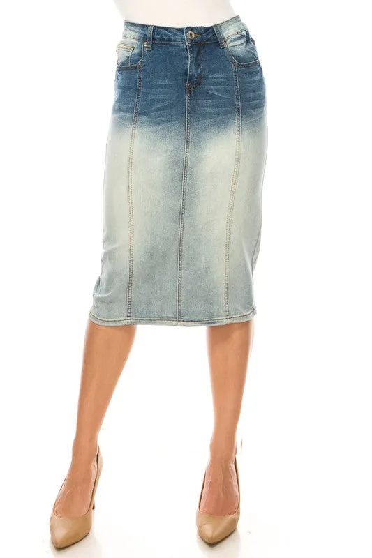 Jennifer Blush Wash Stretch Jean Skirt