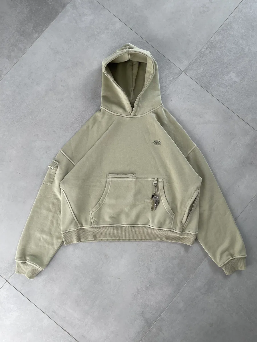 KHAKI CARGO HOODIE