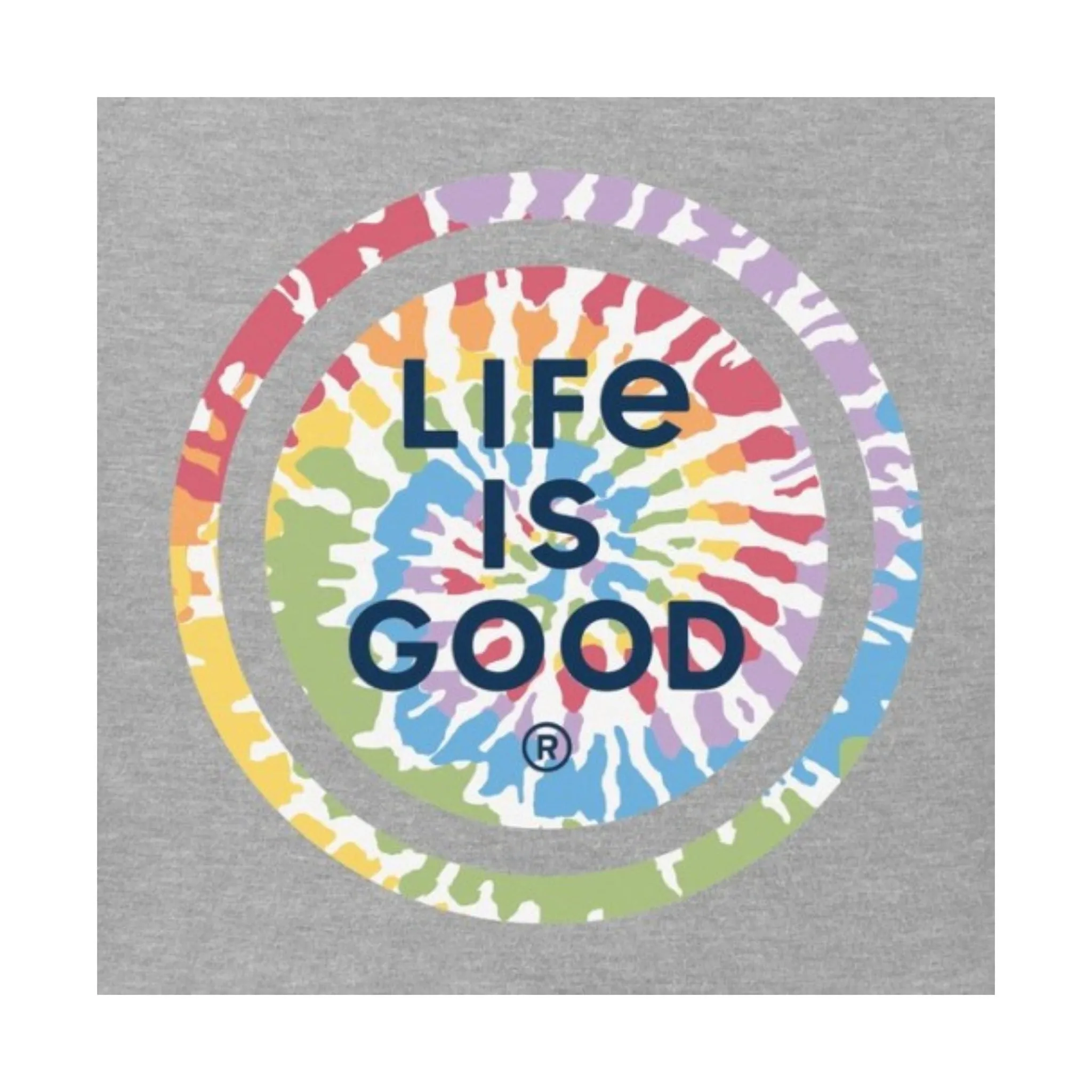 Life Is Good Men's Coin Crusher Tie Dye Tee - Heather Gray