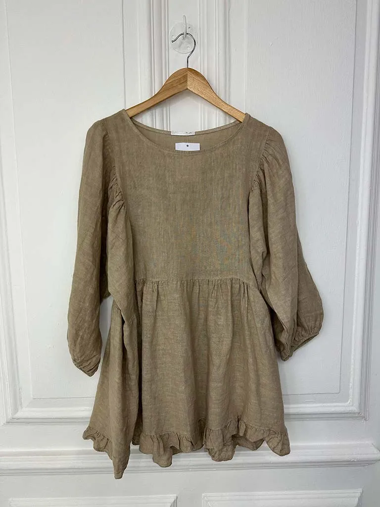 Linen Smock Top - Sand