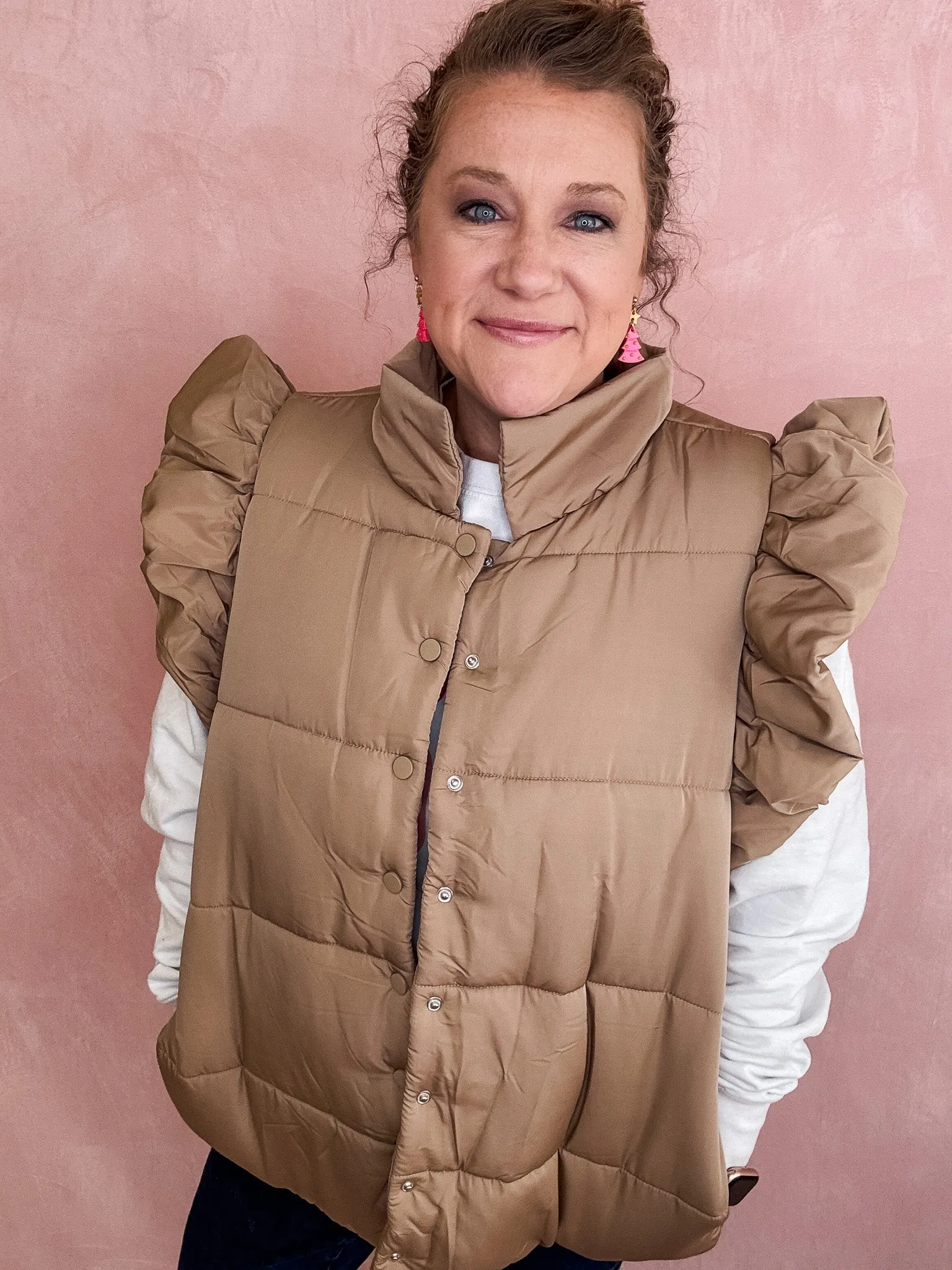 Listen Carefully Ruffle Puffer Vest