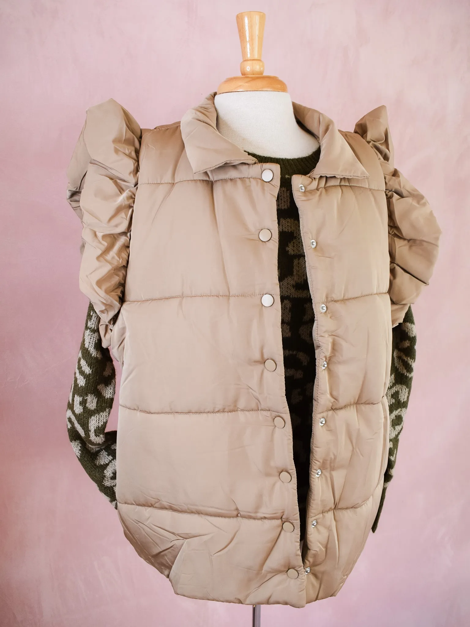 Listen Carefully Ruffle Puffer Vest