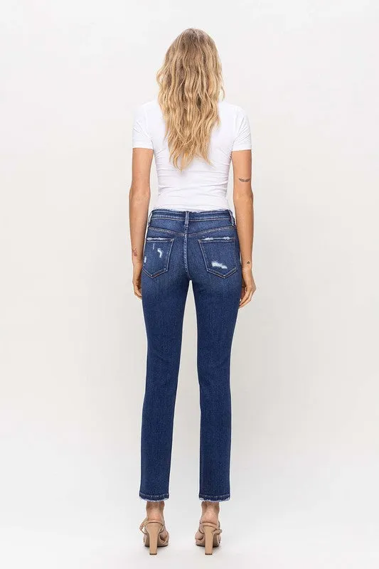 London Mid Rise Ankle Slim Straight Denim