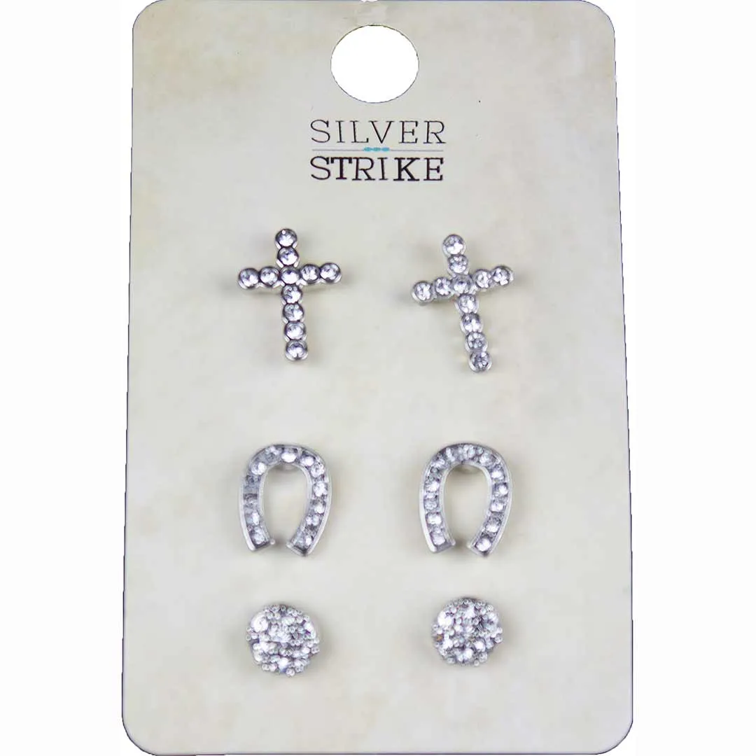 M&F Western Products Silver Strike Earring Set