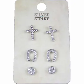 M&F Western Products Silver Strike Earring Set