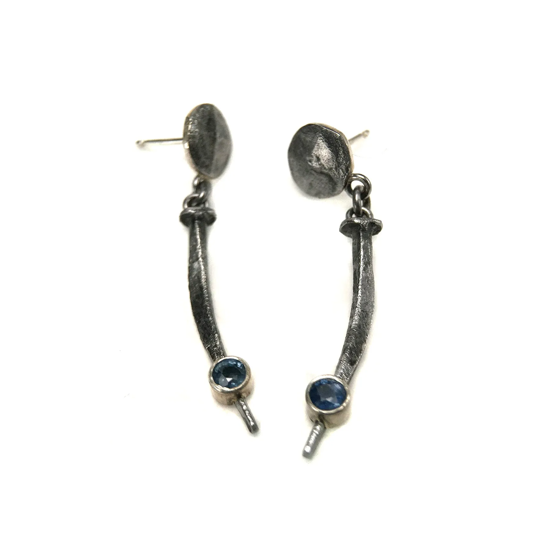 Nail Earrings with Sapphires