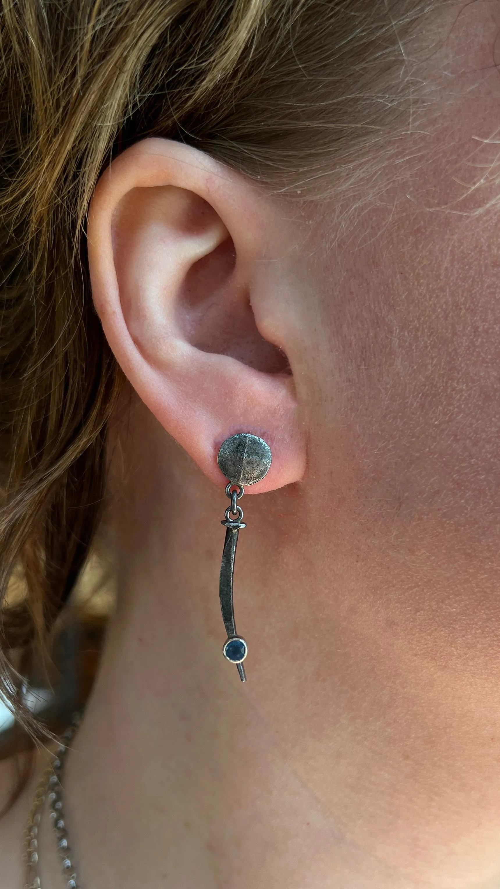 Nail Earrings with Sapphires