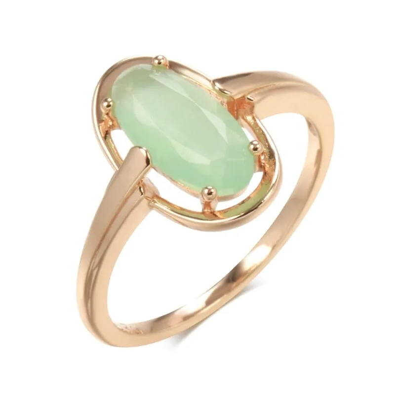 Natural Aventurine Rose Gold Zircon Ring