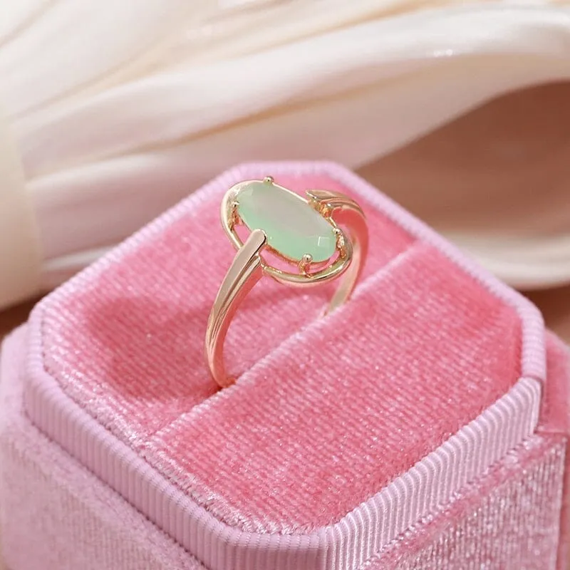 Natural Aventurine Rose Gold Zircon Ring