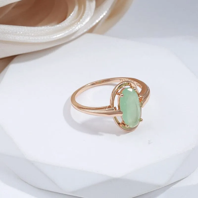 Natural Aventurine Rose Gold Zircon Ring