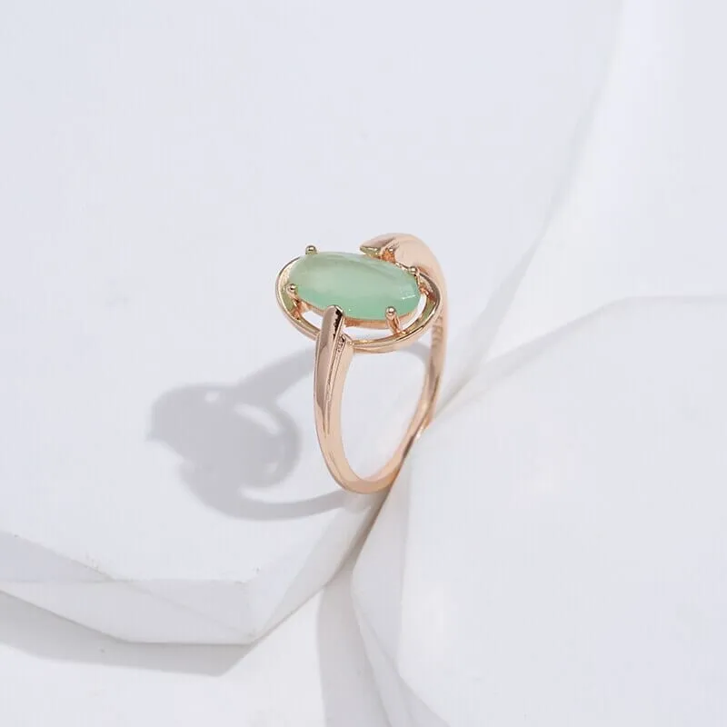 Natural Aventurine Rose Gold Zircon Ring