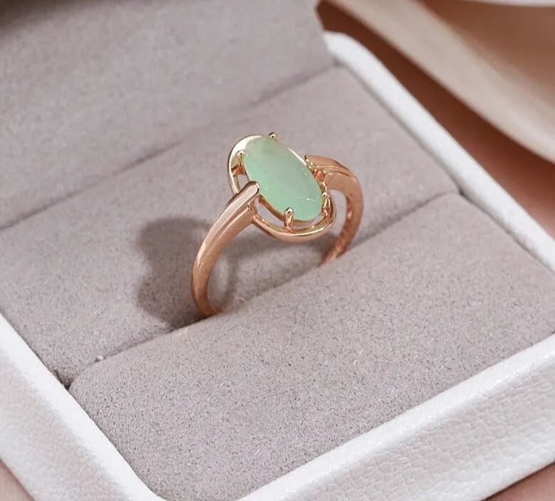 Natural Aventurine Rose Gold Zircon Ring