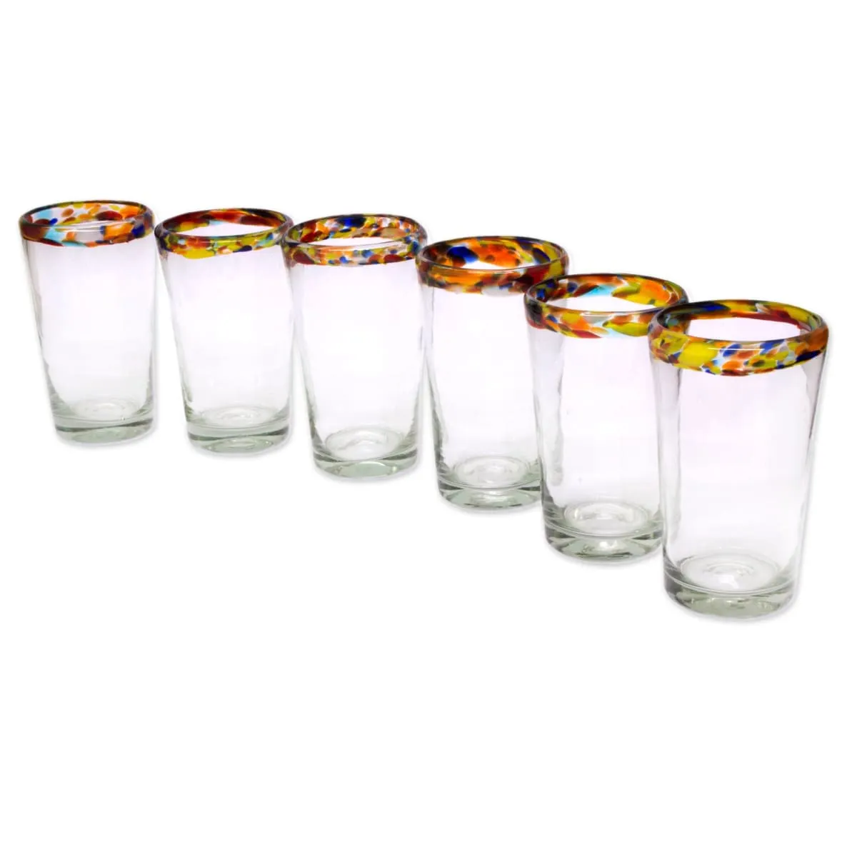 Novica Confetti Path Blown Glass Tumblers (Set Of 6)